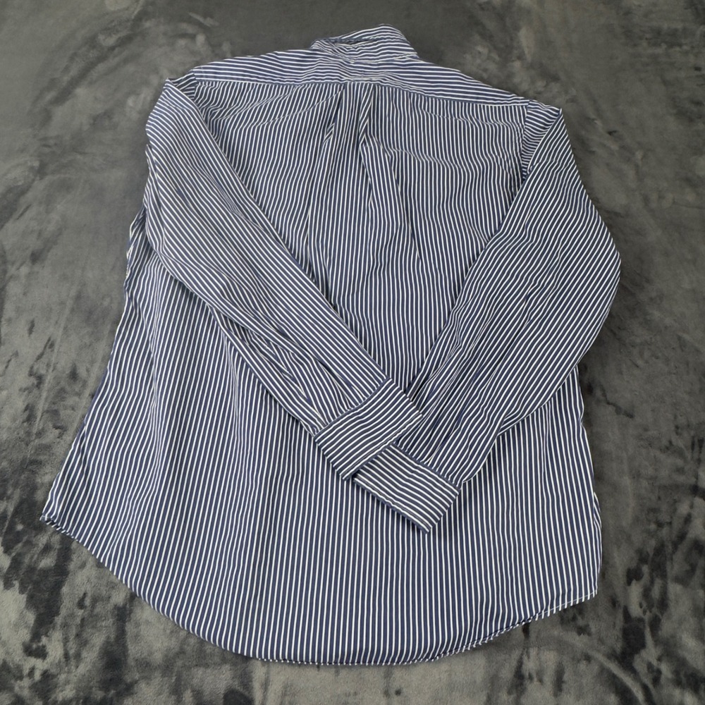 Ralph Lauren Button Down Shirt Mens M Blue White Striped Custom Fit Cotton - Picture 6 of 7